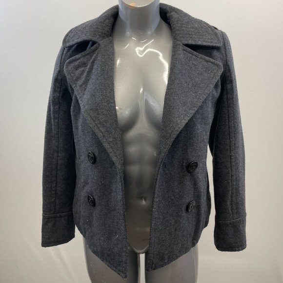 American Eagle Double Breasted Peacoat Women's Size XS Gray Wool Blend - Picture 2 of 4
